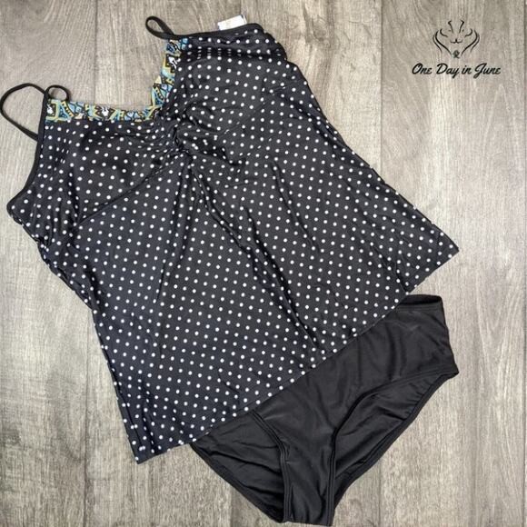 Sociala Polka Dot Tankini Swimsuit Size XL - Picture 2 of 12